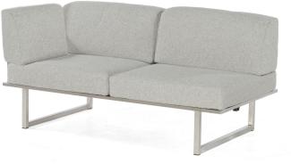 Sonnenpartner Lounge-Eckmodul 2-Sitzer links Lotus Edelstahl mit Teakholz Loungesofa