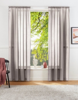 LeGer Home by Lena Gercke Vorhang Lanea, Stangendurchzug (1 St), halbtransparent, Leinenoptik, 1 Schal, verschiedene Größen