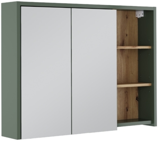 Badspiegelschrank Viola Grün/Artisan 100 x 75 cm mit offenen Regalen Vicco
