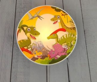 Kinderzimmer Wandlampe mit Dinosaurier Motiven Schalter und Stecker Ø 25cm