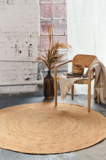 Tapiso Designteppich JUTE, rund, Höhe: 4 mm, 100% Naturfaser, Wohnzimmer, Esszimmer, Schlafzimmer