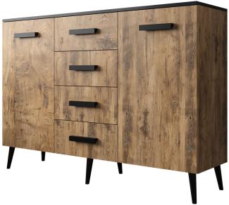 Kommode Galicja Sideboard 150x40x106cm Kastanie Breslau schwarz matt