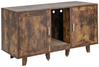 KOMFOTTEU Tierhaus 3 in 1 Katzenschrank, Beistelltisch TV-Ständer für 2 Katzen, 120 x 52 x 65 cm