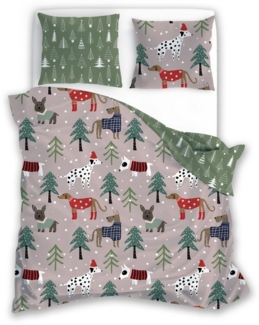 texpot Bettwäsche Weihnachten Winter Wendebettwäsche Garnitur, Baumwolle, 2 teilig