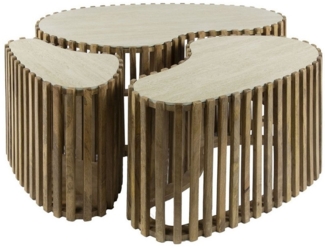 Vintagehaus Couchtisch Retro Couchtisch 3er Set Nierenform Nuovo Travertin