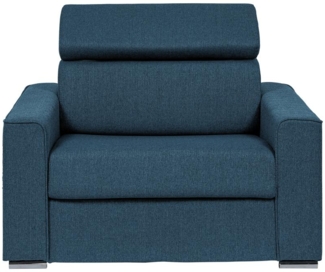 Vente-unique - Schlafsessel mit Matratze - Liegefläche 70 cm - Matratze 14 cm - Stoff - Blau - VIZIR