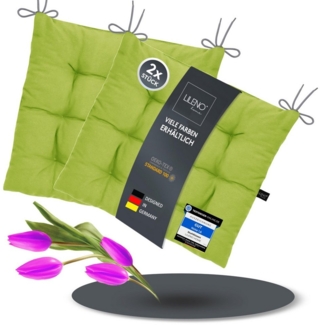 LILENO HOME Stuhlkissen Sitzkissen für Gartenstuhl, Küchenstuhl oder Esszimmerstuhl 40x40x6 cm, Bequeme Indoor u. Outdoor Stuhlauflage als Stuhl Kissen Apfelgrün