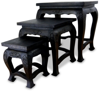 livasia Beistelltisch Couchtisch 3er Set Akazienholz, Handarbeit, 30/40/50cm hoch, handgefertigt