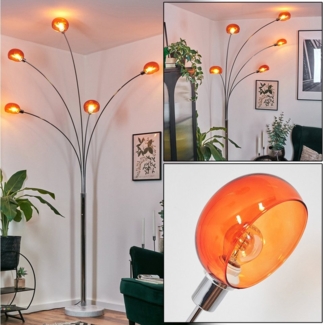 hofstein Stehlampe Stehlampe aus Metall in Weiß/Chrom/Orange mit Marmorfuß, ohne Leuchtmittel, verstellbar, im Retro/Vintage-Design, Schalter am Gehäuse, E14