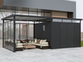 Metall Gerätehaus Style 7,56 m² Spar-Set-5 Anthrazit