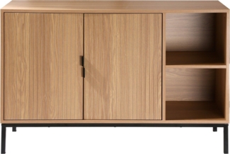 Casâme 'TARA' Buffet mit 2 Türen und 2 offenen Fächern in Holzrillenoptik L110 cm - Helles Holz