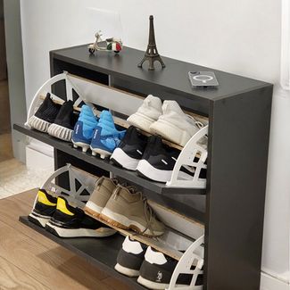 en. casa Schuhregal, 2 Klappen, 4 Fächer, ausziehbare Ablagen 91332175