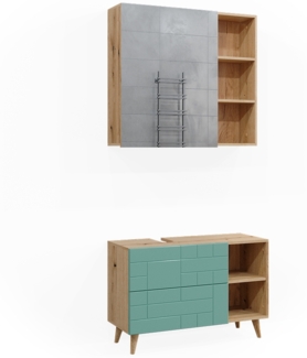 Badmöbel-Set Rudi Mintgrün 2 Teile Vicco