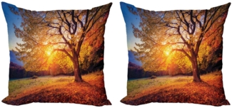Abakuhaus Kissenbezüge Modern Accent Doppelseitiger Digitaldruck, (2 Stück), Braun Herbst-Fall-Baum-Blätter