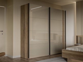 FORTE Schwebetürenschrank Hochglanzfront, Metallgriffleisten