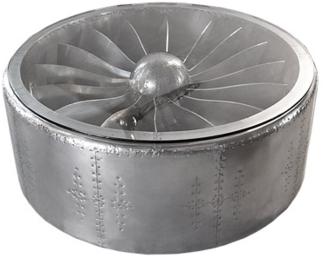 Casa Padrino Luxus Aluminium Couchtisch Rund 128 x H 42 cm Flugzeug Turbine - Art Deco Vintage Flieger Möbel Tisch