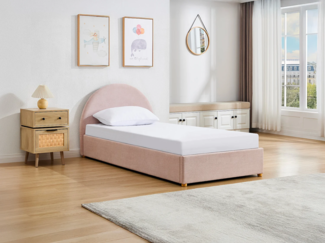 Vente-unique - Bett mit Bettkasten - 90 x 190 cm - Cord-Samt - Rosa - LIRIMO