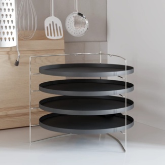 vidaXL Pizzableche 4 Stk. mit Gestell Ø 28 cm Stahl 154983