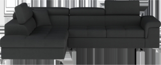 Eltap Eridano Ecksofa (Sawana 14) Seite links, Schwarz, 202 x 88 x 275 cm