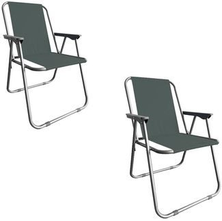 Campingstuhl Anglersessel Gartenstuhl Sessel mit Armlehne dunkelgrau 2er Set
