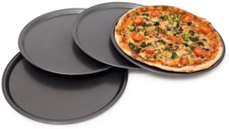 relaxdays Pizzablech rund 4er Set, Stahl