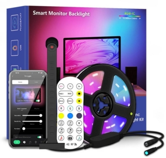 Jibenhome LED Stripe RGB TV Hintergrundbeleuchtung mit Kamera für 55-75 Zoll TV & PC 4M 5M, Smart RGB-Lichtstreifen, Musik Sync, mit Farbwechsel und Fernbedienung
