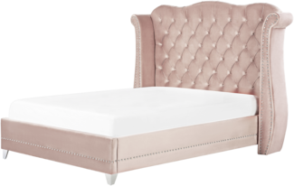 Bett mit Lattenrost AYETTE 160 x 200 cm Samtstoff Pastellrosa