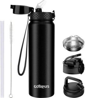 1L/32oz Thermosflasche mit Strohhalm Edelstahl Trinkflasche Auslaufsicher