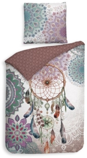 ZO HOME Bettwäsche ZO!Home, Baumwolle, 2 teilig, Traumfänger mit Mandalas, türkis, rot