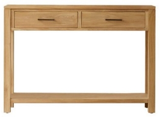 Tikamoon Konsolentisch Konsole aus massivem Teakholz 110 cm breit Sideboard mit zwei Schublad