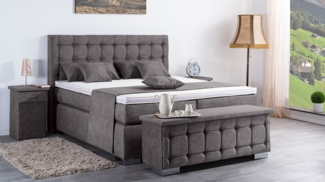 Meisterbetten Boxspringbett Lanz 200x220 in DS-Dunkel Grau, Matratzenbezug Nano, Ergoflex-Topper