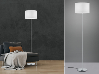 TRIO Leuchten LED (wechselbar) Stehlampe dimmbar, Metall / Stoff silber, Höhe: 160cm