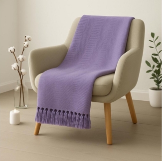 Plaid Plaid Color aus Biobaumwolle 170x210 cm in Flieder, Sandiik, Made in Stuttgart