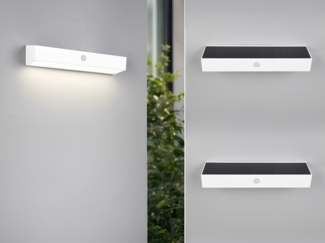 2er SET Solar Wandleuchten auch per USB aufladbar mit Bewegungsmelder, B: 30cm