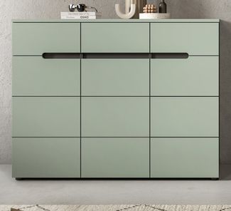 Inn. Furn Schuhkommode Cooper (Flur Kommode in Salbei Grün mit Grau, 120 x 94 cm), 3 Schubladen, 12 Fächer, Soft-Close-Funktion