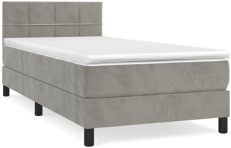 vidaXL Boxspringbett mit Matratze Hellgrau 80x200 cm Samt, Härtegrad: H2 [3141269]