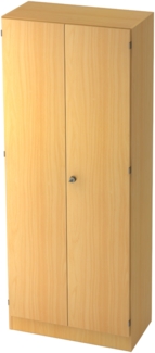 bümö office Kleiderschrank Holz abschließbar mit Spiegel, Büroschrank 80 cm breit in Buche - Flur Schrank als Garderobe für Jacken, Taschen & Co. im Arbeitszimmer - Büro Schrank, 6200-6-6-SG