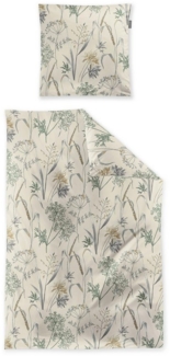 Bettwäsche Irisette Biber Koala 8425-80 Sand Grün Gräser 135x200