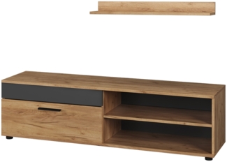 Vicco Lowboard & Regal Goldkraft Eiche/Anthrazit mit 1 Klappe, Berno