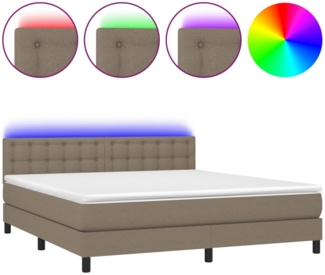 vidaXL Boxspringbett mit Matratze & LED Taupe 180x200 cm Stoff 3133497