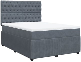 vidaXL Boxspringbett mit Matratze Dunkelgrau 140x200 cm Samt 3292365