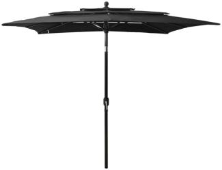 vidaXL Sonnenschirm mit Aluminium-Mast 3-lagig Schwarz 2,5x2,5 m 313842