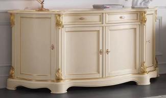 Casa Padrino Luxus Barock Sideboard Cremefarben / Gold - Prunkvoller Massivholz Schrank mit 4 Türen und 2 Schubladen - Barock Möbel - Luxus Qualität - Made in Italy