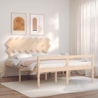 vidaXL Seniorenbett mit Kopfteil Kingsize Massivholz 3195551