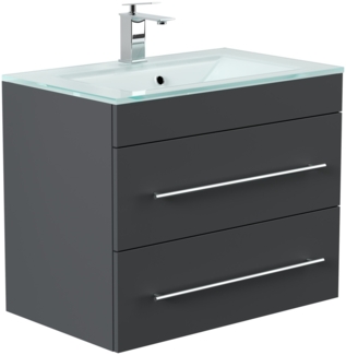 Badmöbel Vitro 750 mit Glaswaschbecken SoftClose grafit : Grafit