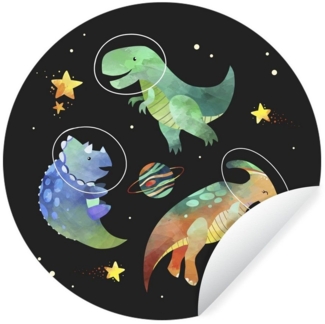 MuchoWow Wandsticker Weltraum - Dinosaurier - Sterne - Kinder - Kinder - Kinder (1 St), Wandtattoo Selbstklebend, Wohnzimmer Deko Aufkleber, 30x30 cm