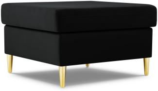 Micadoni Samtstoff Pouf Hocker Moghan | Bezug Black | Beinfarbe Gold Metal