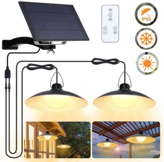 Rosnek LED Solarleuchte für Innen & Außen Hängend, Solar Hängelampe Outdoor mit Fernbedienung, Warmweiß, Kaltweiß, IP65 Wasserdicht, Dimmbare/Timer solarlampe mit 1-4 Lampen, 3M Kabel