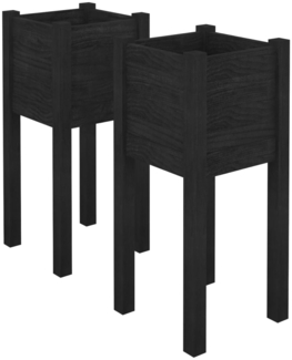 vidaXL Pflanzkübel 2 Stk. Schwarz 31x31x70 cm Massivholz Kiefer 810788