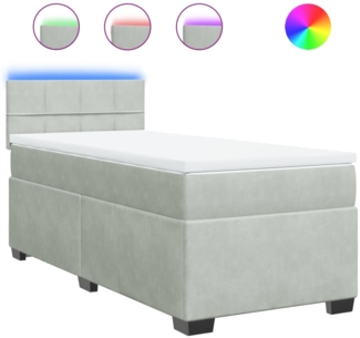 vidaXL Boxspringbett mit Matratze Hellgrau 80x200 cm Samt 3288462